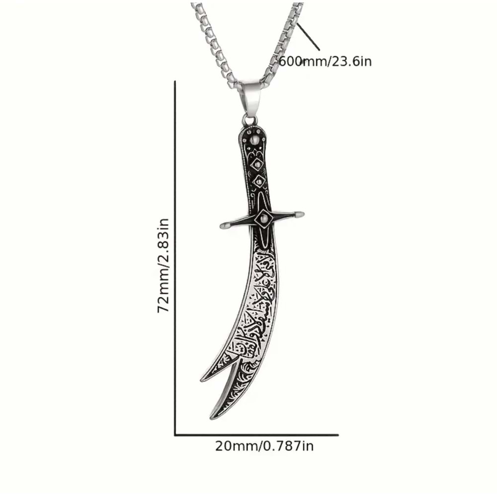 ERKEK ÇELİK KILIÇ KOLYE 60CM-GÜMÜŞ ACR5412