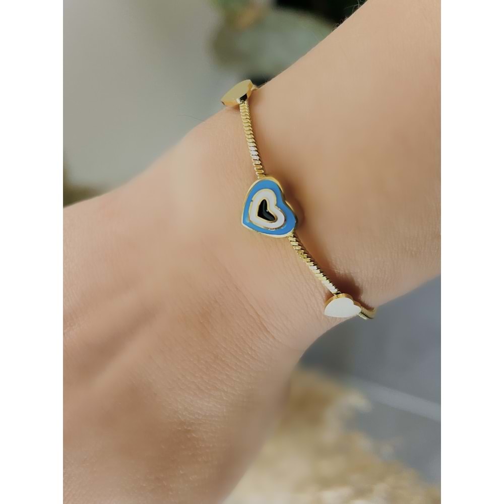 KALP MİNELİ ÇELİK BİLEKLİK 17+6 CM-GOLD ACR5451