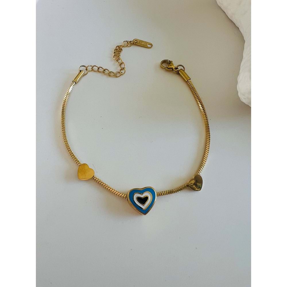 KALP MİNELİ ÇELİK BİLEKLİK 17+6 CM-GOLD ACR5451