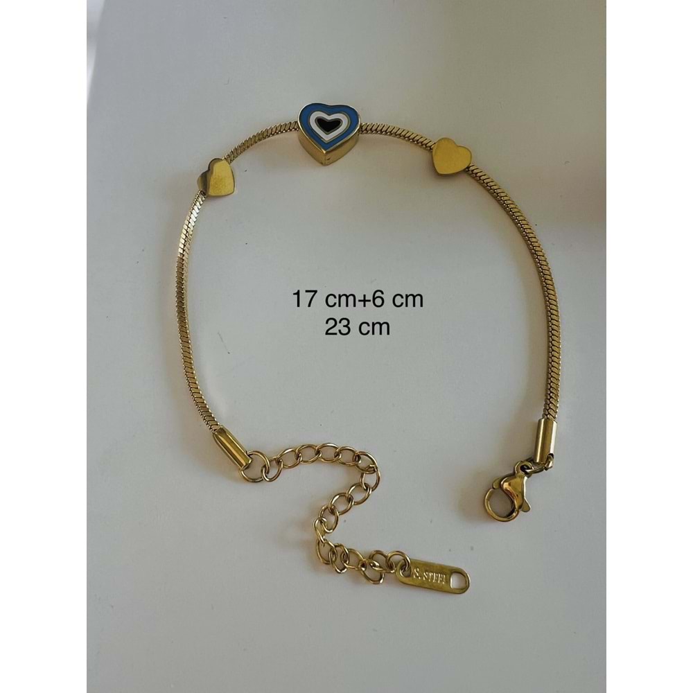 KALP MİNELİ ÇELİK BİLEKLİK 17+6 CM-GOLD ACR5451