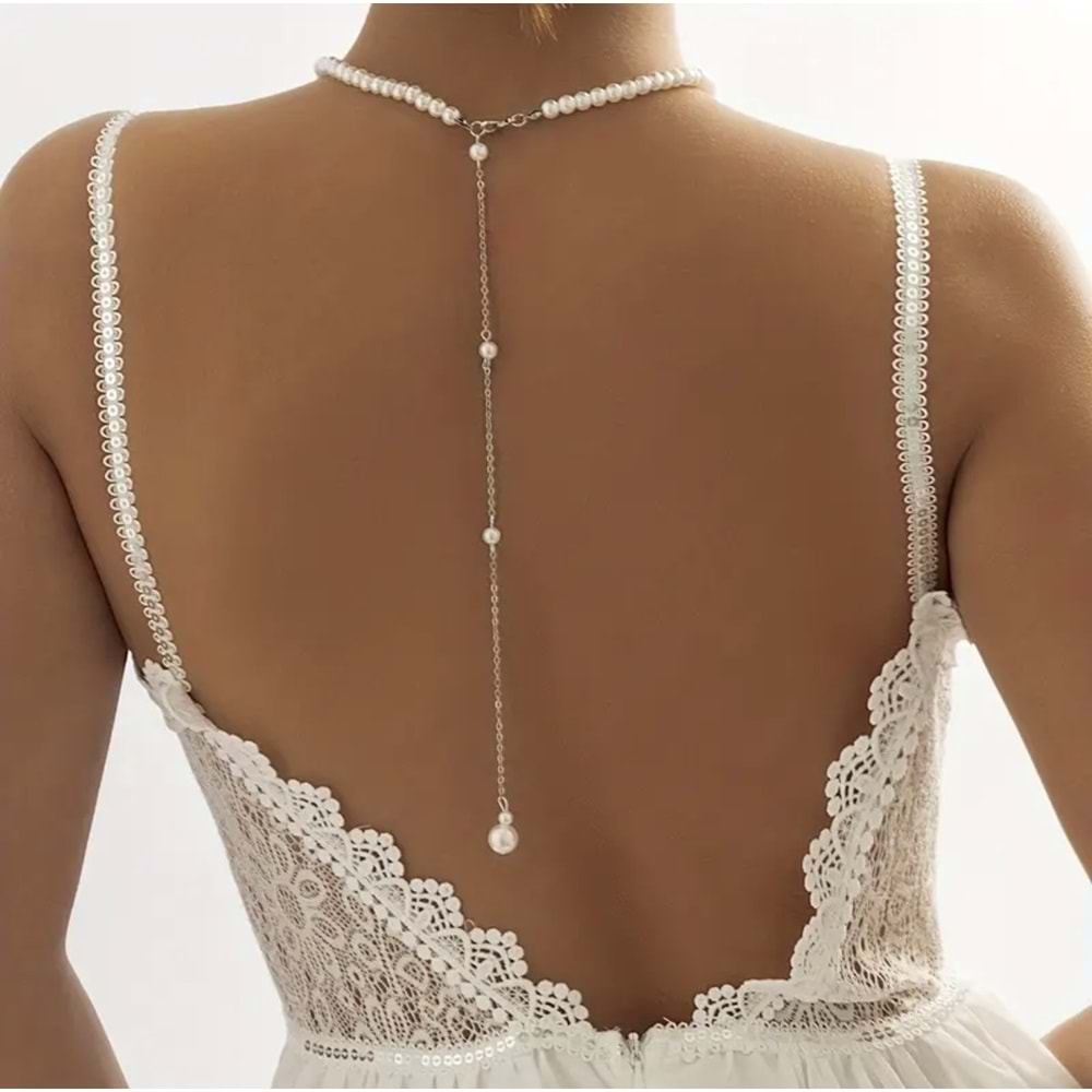 İNCİLİ SEKSİ SIRT SALLANTILI VÜCUT ZİNCİRİ-GÜMÜŞ ACR5798