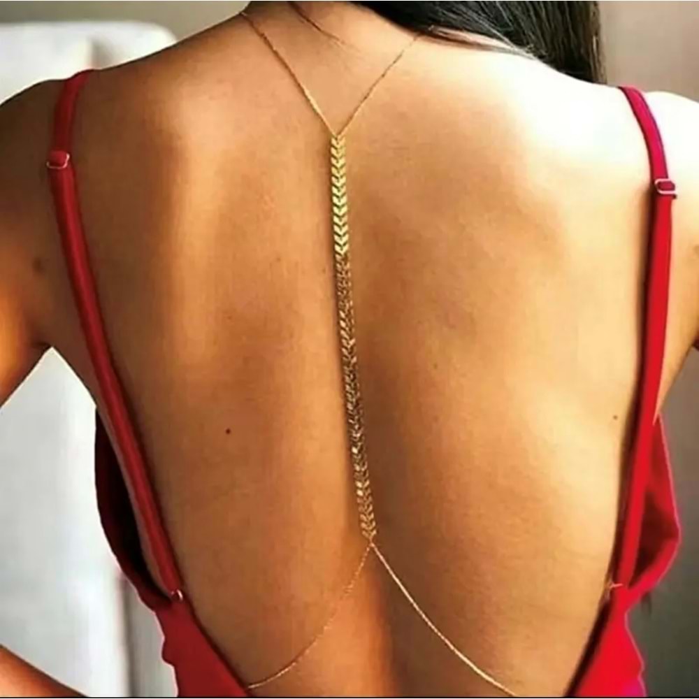 VİNTAGE BALIKSIRTI MODEL GÖĞÜS VE SIRT DEKOLTELİ VÜCUT ZİNCİRİ-GOLD RENK ACR5814
