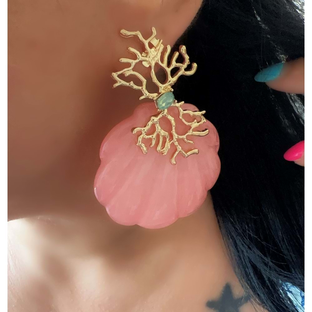 PEMBE RENK MİDYE KÜPE ACR5972