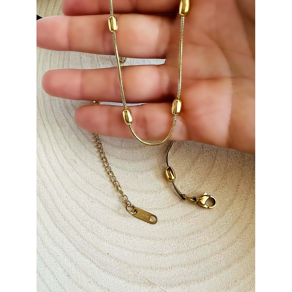GOLD RENK ÇELİK DAMLA ZİNCİR KOLYE ACR6034