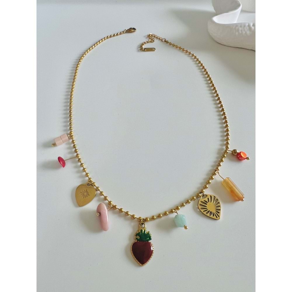 KALP CHARMLI ÇELİK KOLYE 41+6CM-GOLD RENK ACR6065