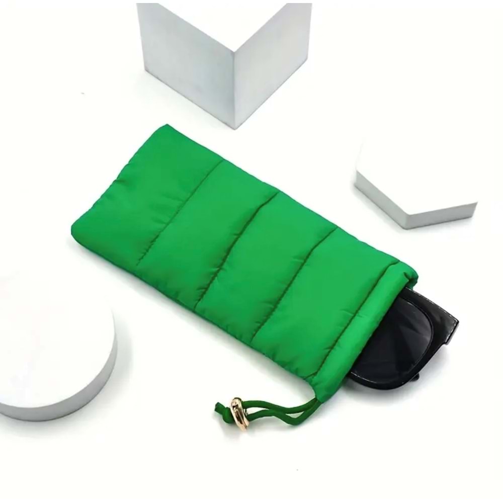 İP KAPATMALI YUMUŞAK NAYLON GÖZLÜK KILIFI-YEŞİL RENK ACR6114