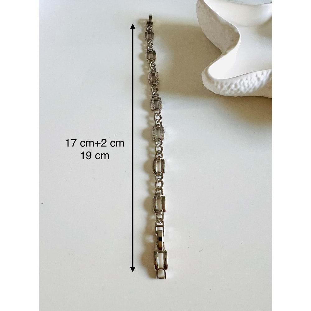 XUPING KARE TAŞLI BİLEKLİK 17+2CM-GÜMÜŞ ACR6229