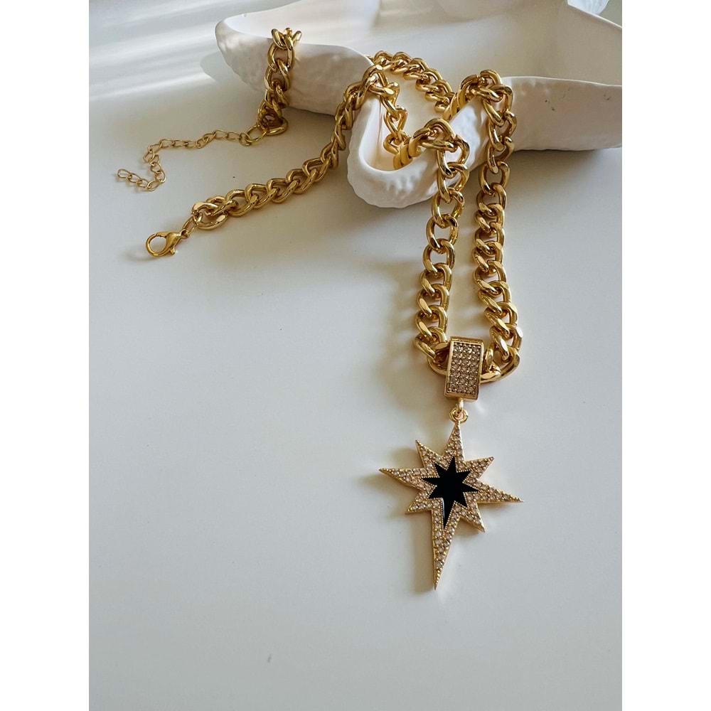 ÖZEL SERİ KUTUP YILDIZI KOLYE 42+8CM-GOLD RENK ACR6287