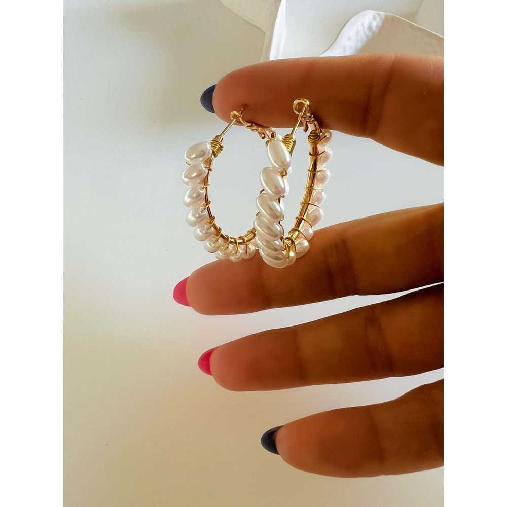 XUPING İNCİLİ HALKA KÜPE-ROSE RENK ACR6427