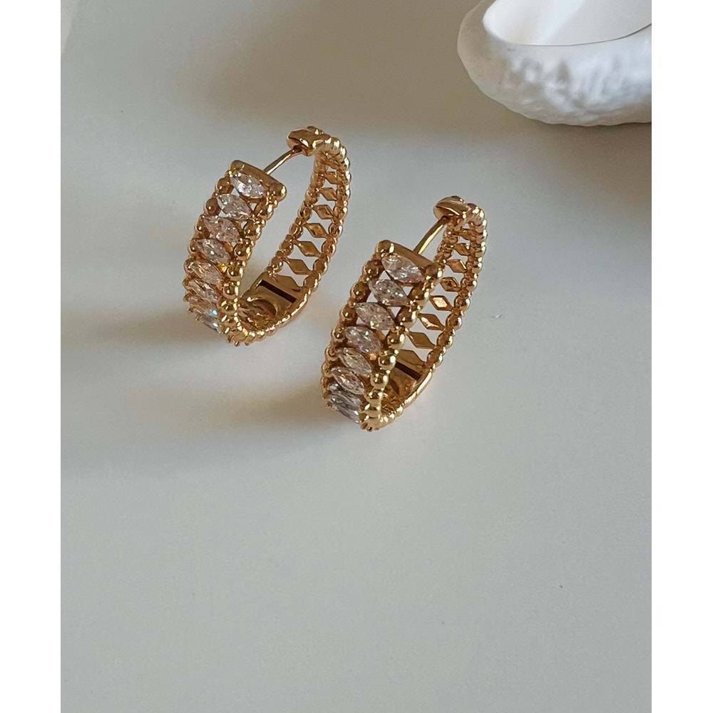 XUPING BAGET TAŞLI HALKA KÜPE-ROSE RENK ACR6428