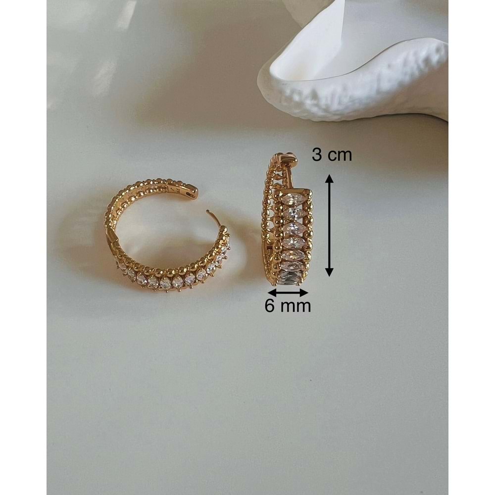 XUPING BAGET TAŞLI HALKA KÜPE-ROSE RENK ACR6428