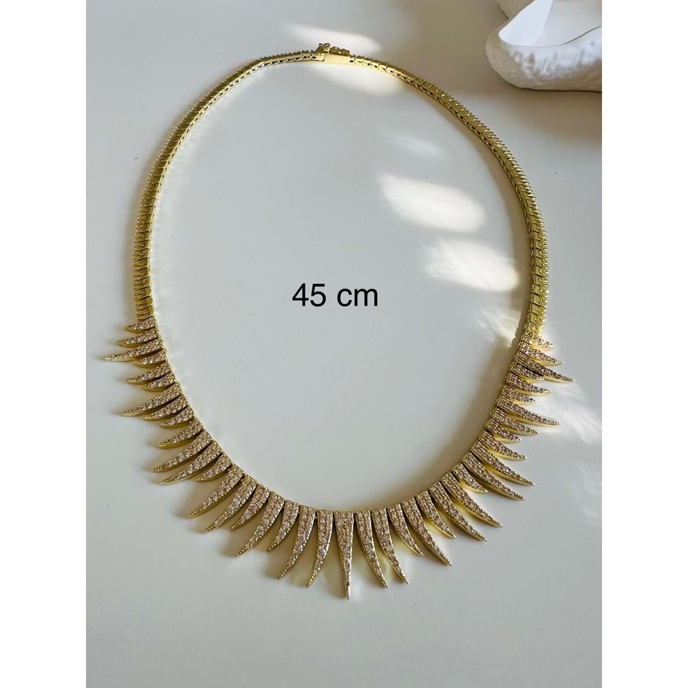 ÖZEL SERİ ZİRKON TAŞLI İTHAL KOLYE 45CM-GOLD RENK ACR6430