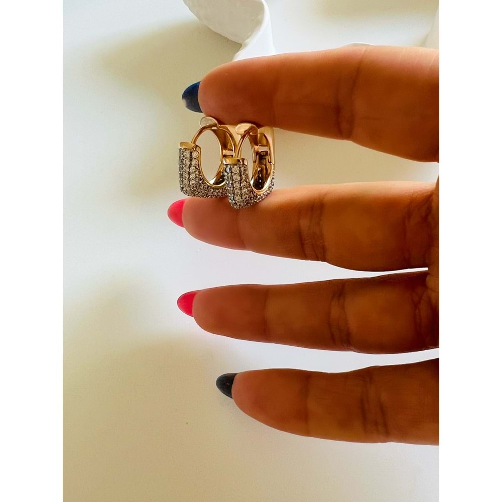 XUPING ZİRKON TAŞLI DÖRTGEN KÜPE-ROSE RENK ACR6597