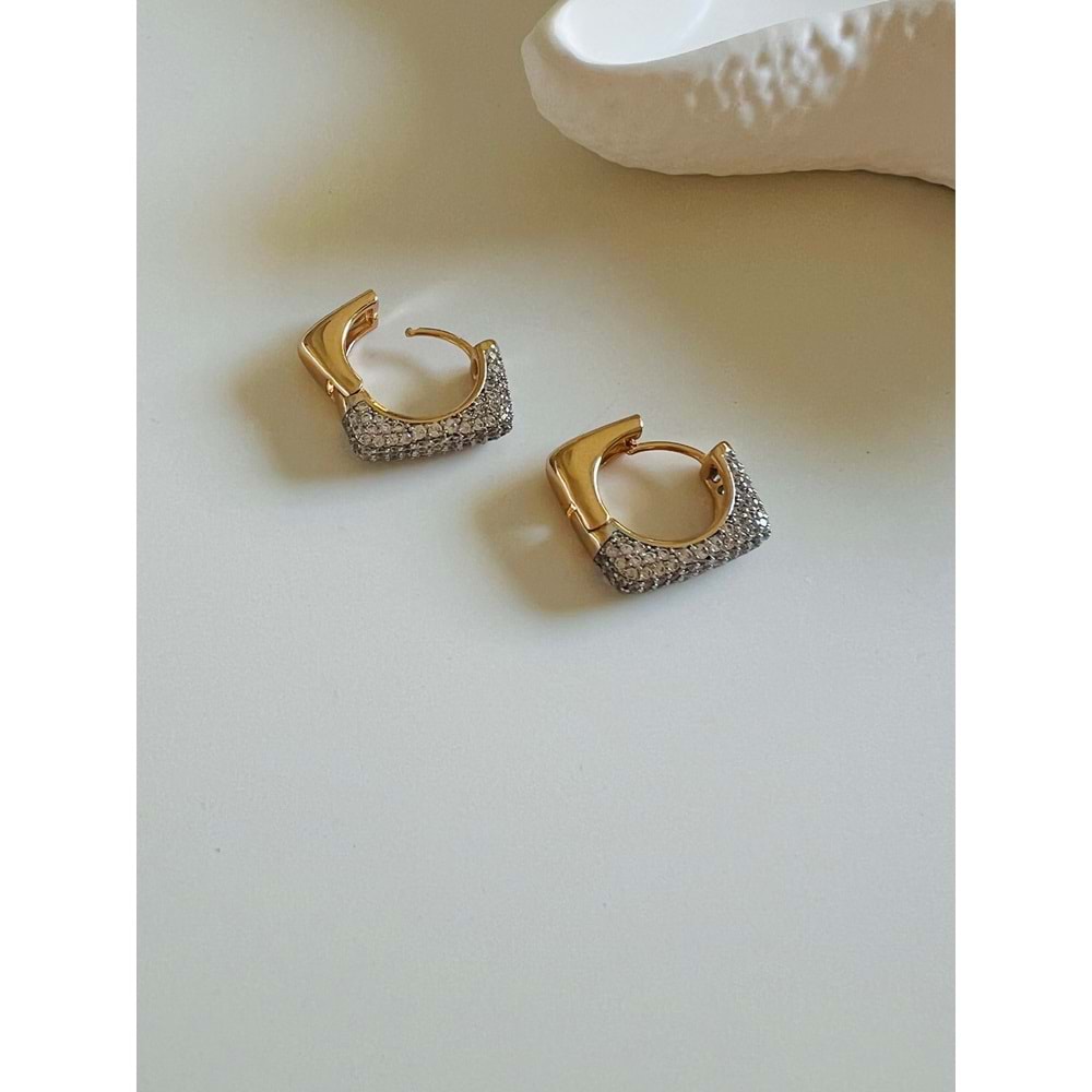 XUPING ZİRKON TAŞLI DÖRTGEN KÜPE-ROSE RENK ACR6597