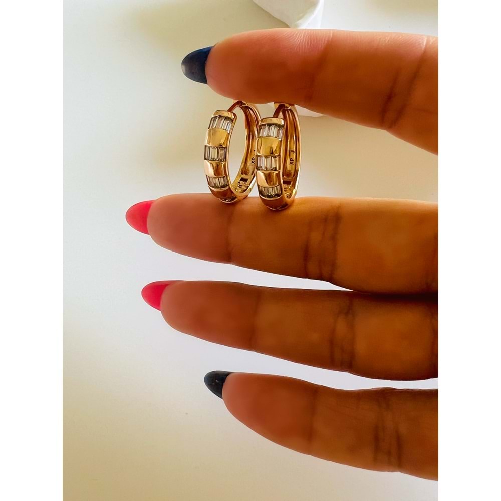 XUPING BAGET TAŞLI HALKA KÜPE-ROSE RENK ACR6816