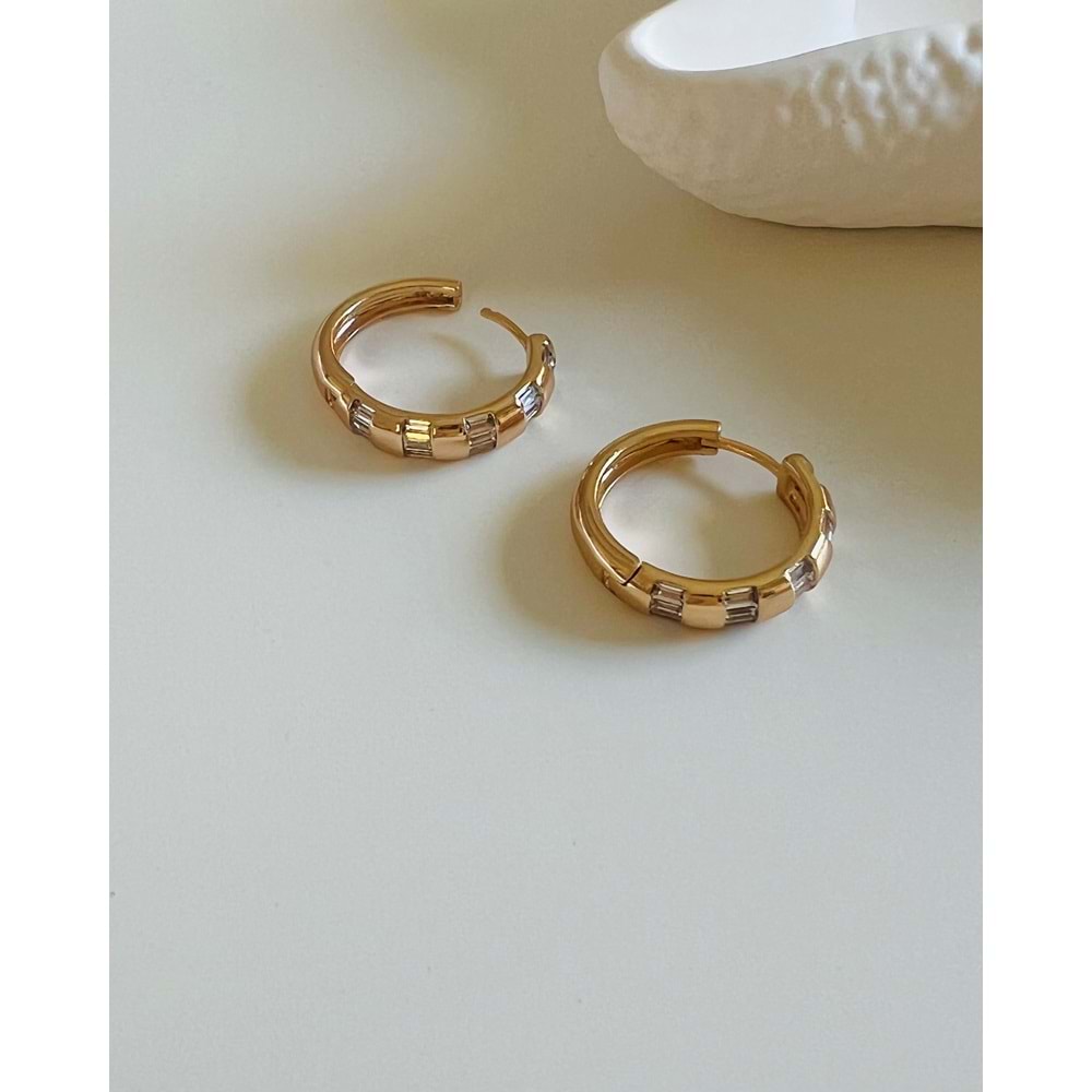 XUPING BAGET TAŞLI HALKA KÜPE-ROSE RENK ACR6816