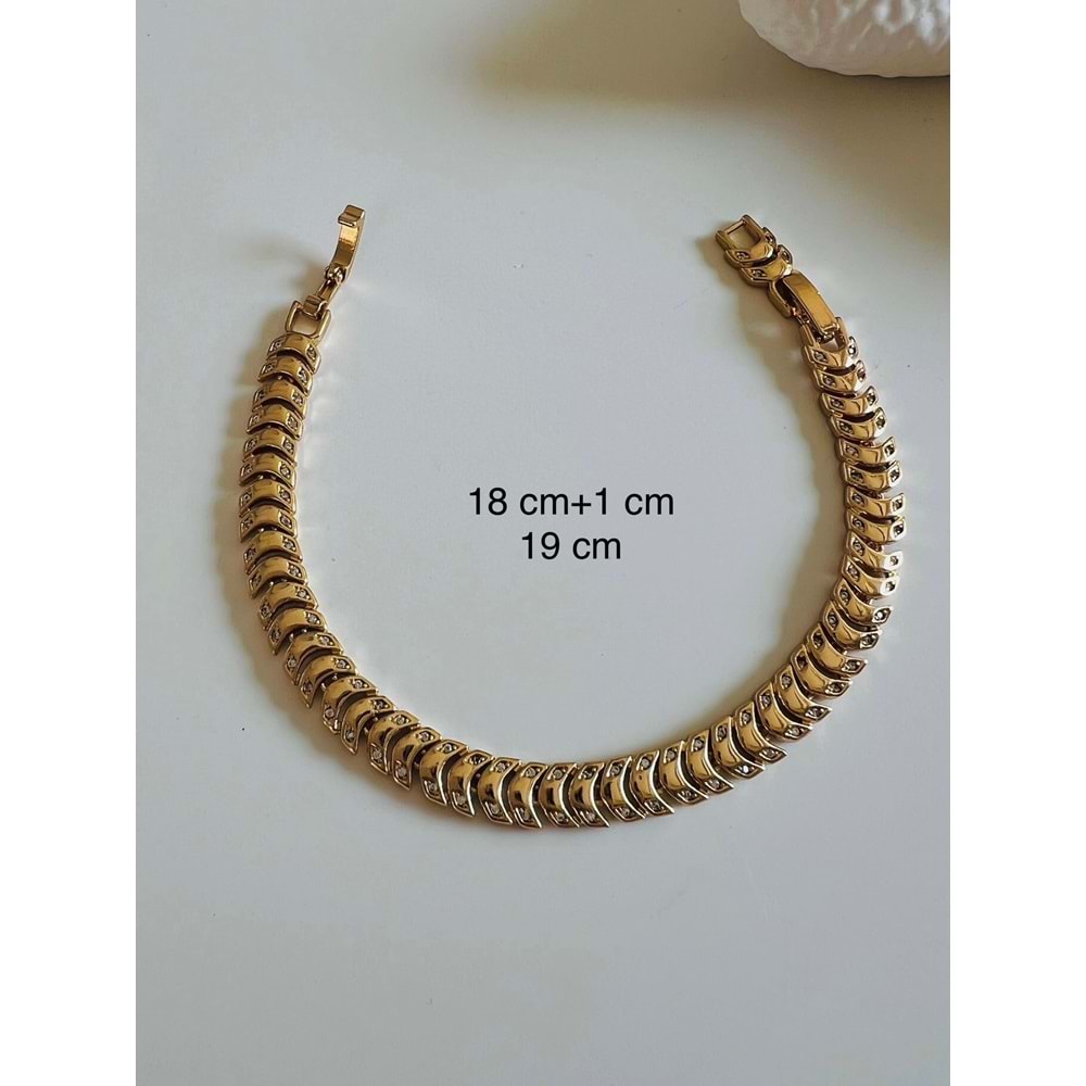 XUPING TAŞLI BALIKSIRTI BİLEKLİK 18+1CM-ROSE RENK ACR6868