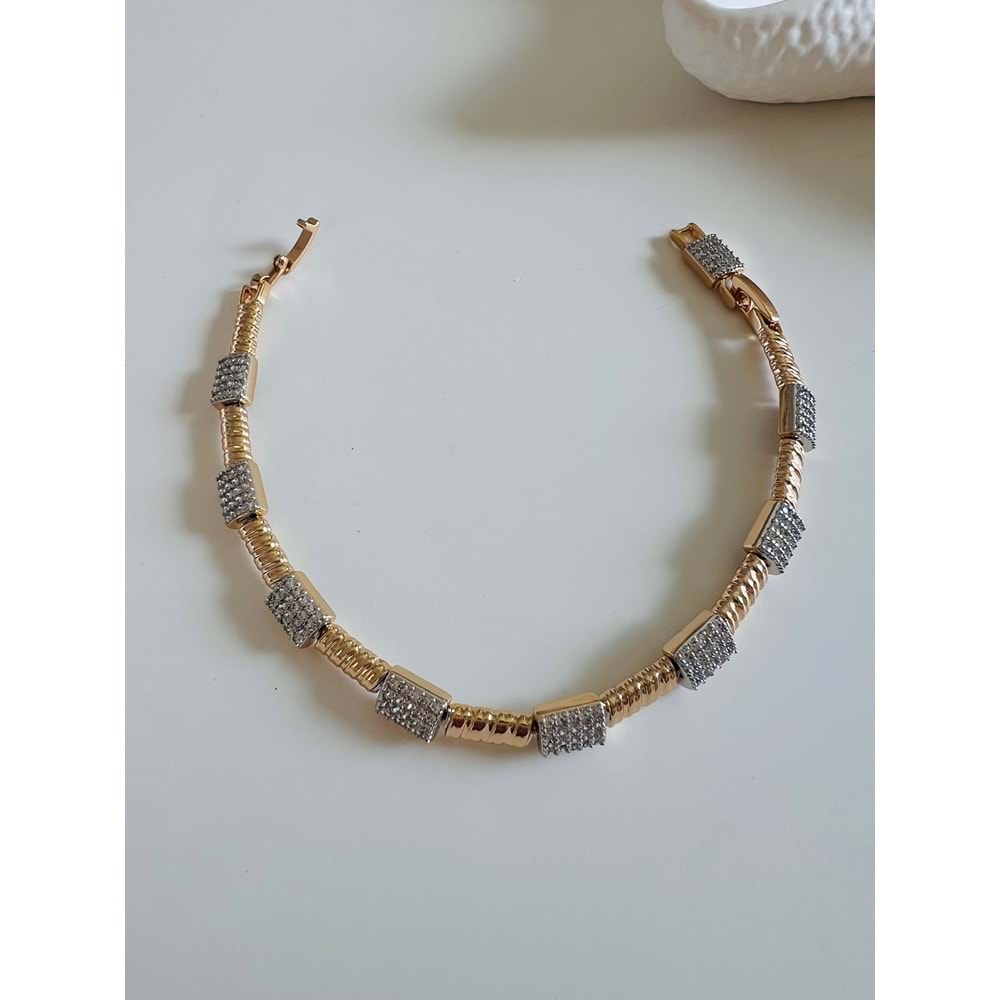 XUPING ZİRKON TAŞLI TASARIM BİLEKLİK 17+2CM-ROSE RENK ACR6873