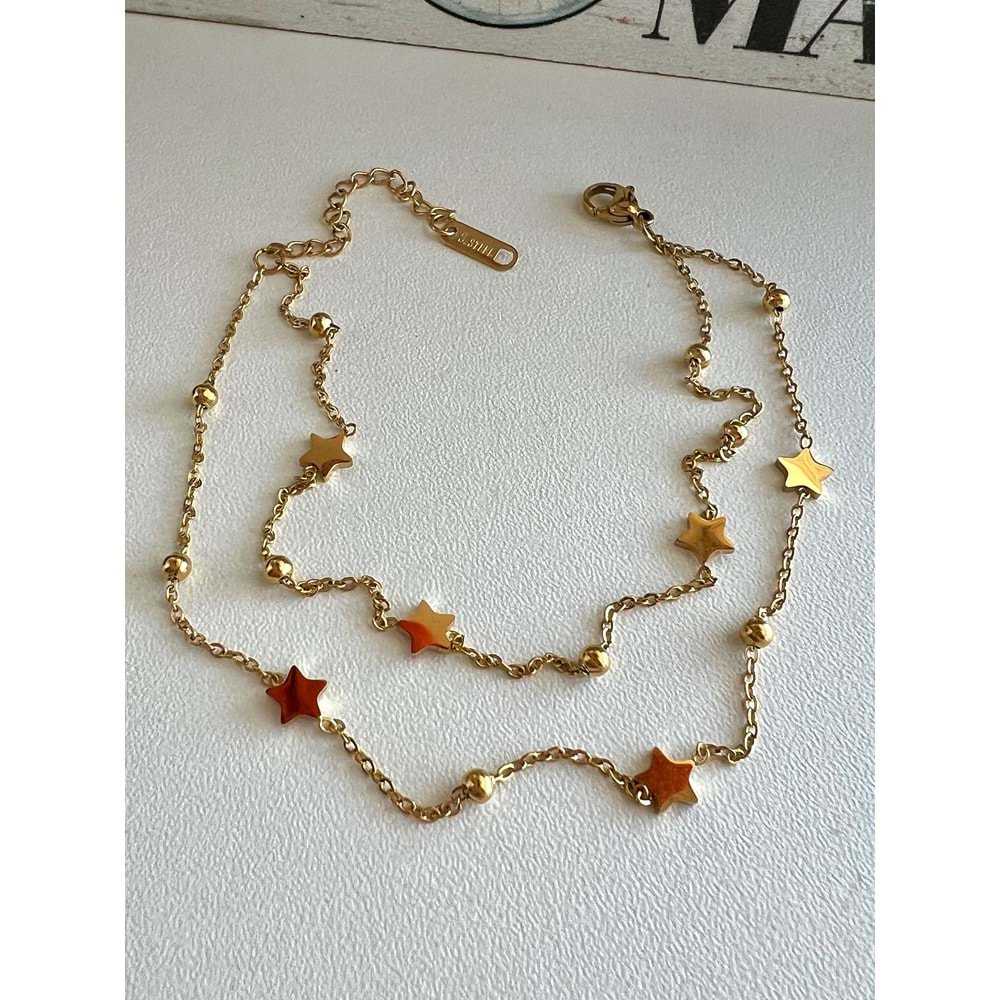 GOLD RENK İKİLİ YILDIZ ÇELİK HALHAL 21+6 CM ACR6956