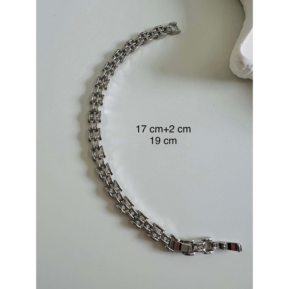 XUPING TAŞLI KORDON BİLEKLİK 17+2CM-GÜMÜŞ RENK ACR6995