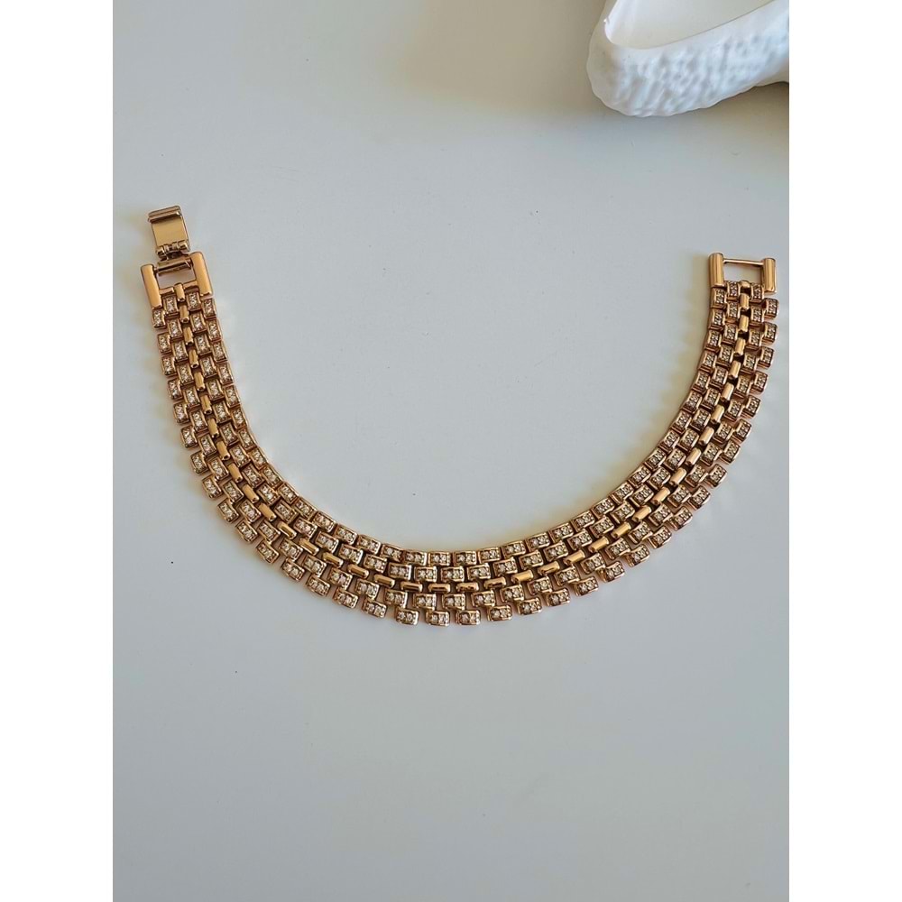 XUPING ZİRKON TAŞLI KUYUMCU MODEL BİLEKLİK 19CMX1CM-ROSE RENK ACR7086