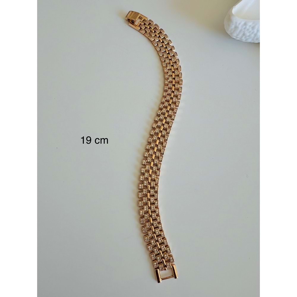 XUPING ZİRKON TAŞLI KUYUMCU MODEL BİLEKLİK 19CMX1CM-ROSE RENK ACR7086