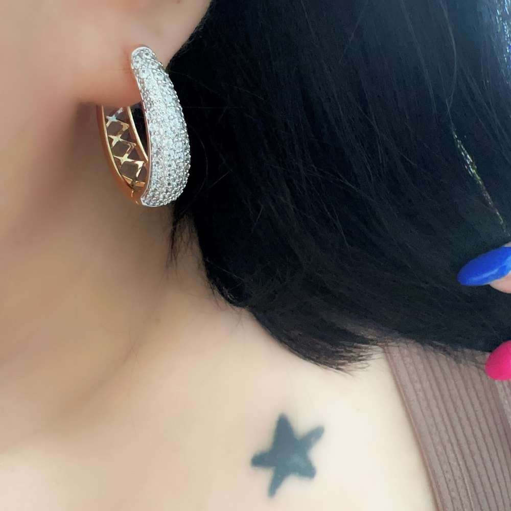 XUPING ZİRKON TAŞLI OVAL KÜPE-ROSE RENK ACR7100