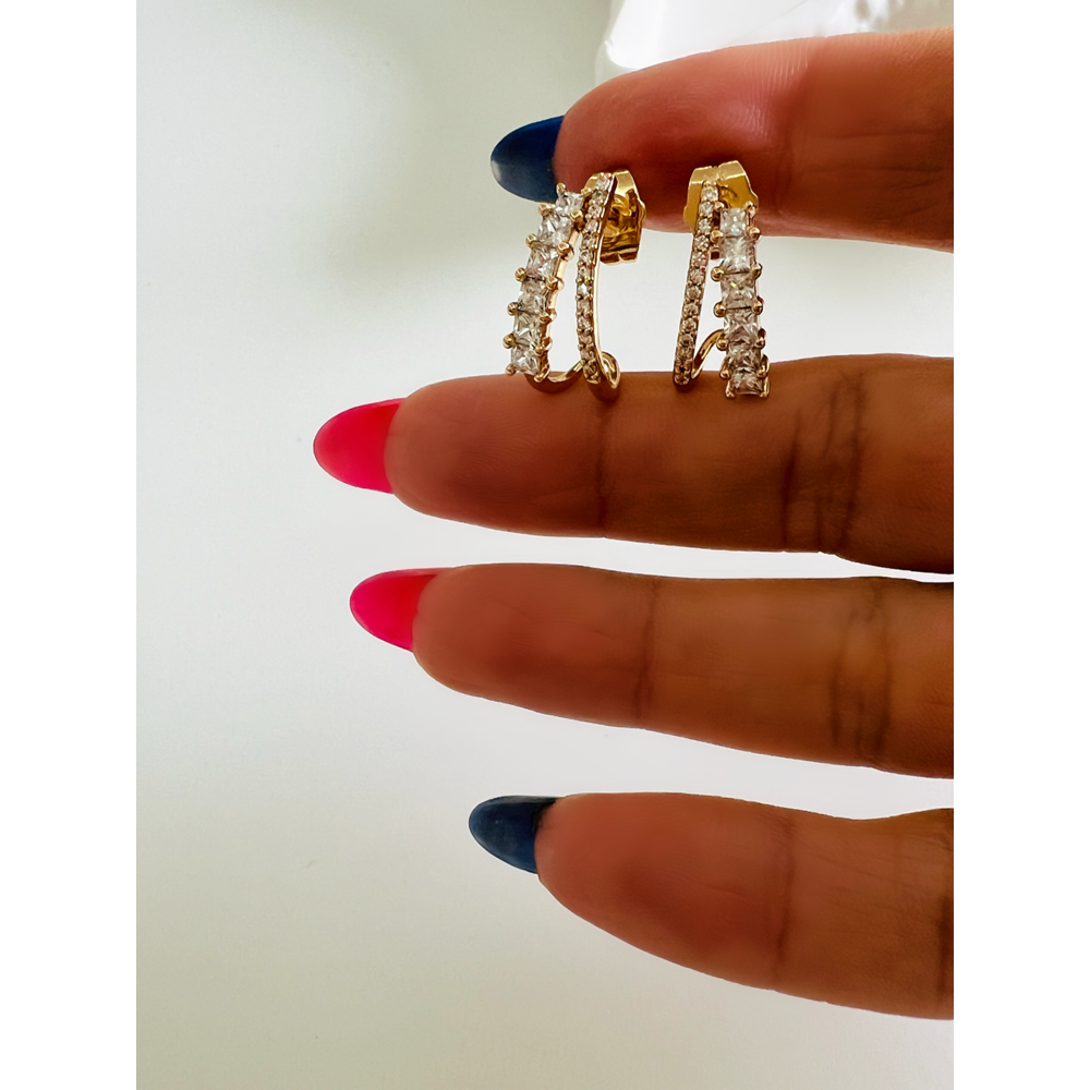 XUPING İKİLİ GÖRÜNÜMLÜ, TAŞLI KÜPE-ROSE RENK ACR7103