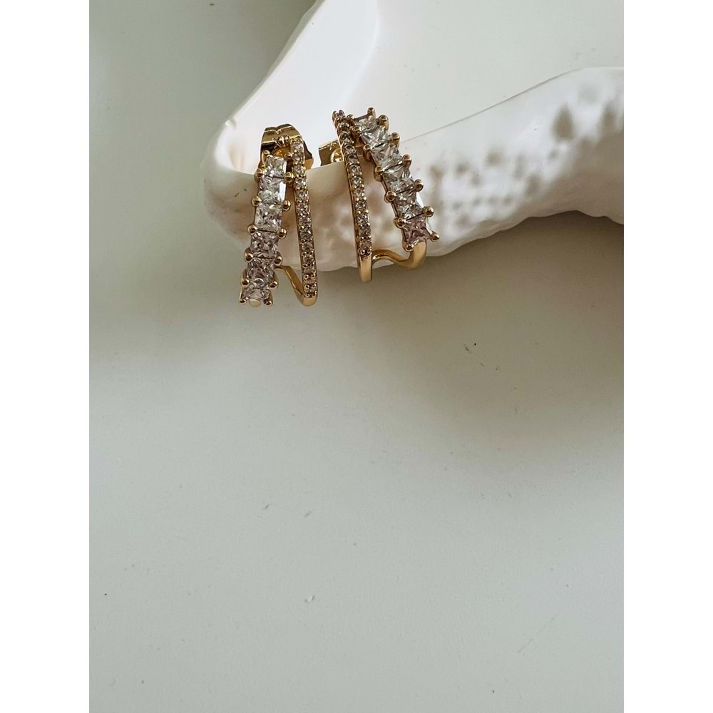 XUPING İKİLİ GÖRÜNÜMLÜ, TAŞLI KÜPE-ROSE RENK ACR7103