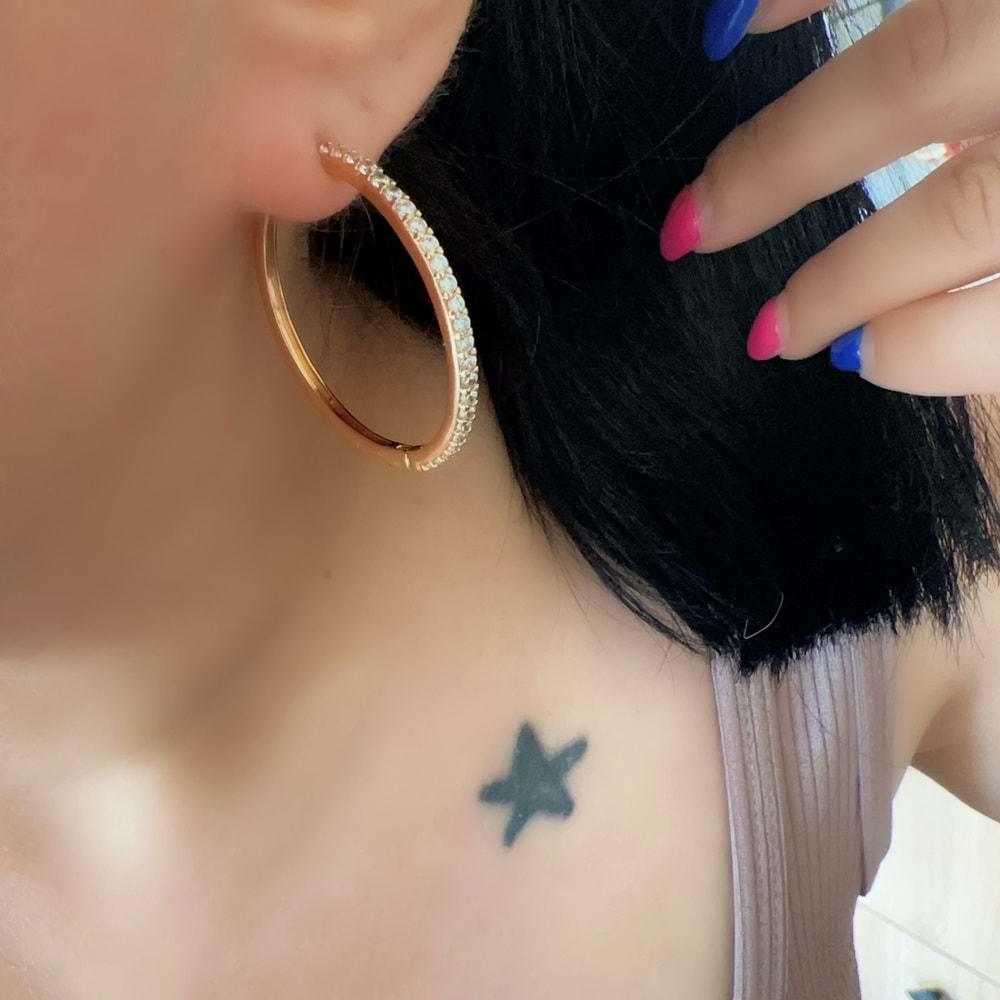 XUPING ZİRKON TAŞLI HALKA KÜPE-ROSE RENK ACR7114