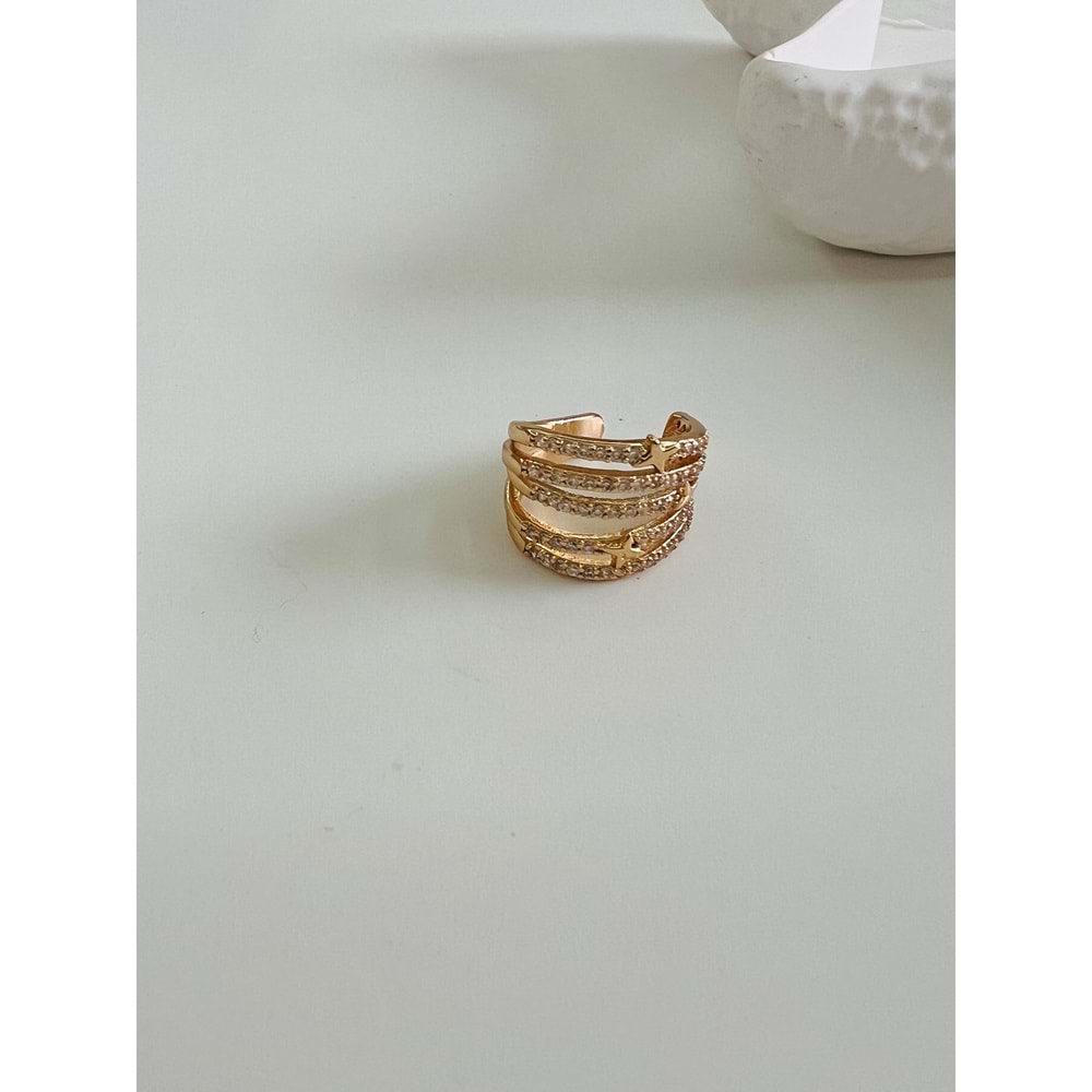 XUPING YILDIZLI, ZİRKON TAŞLI KISTIRMALI EARCUFF KÜPE-ROSE RENK ACR7116