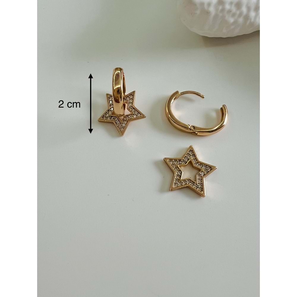 XUPING ZİRKON TAŞLI, YILDIZ CHARMLI KÜPE-ROSE RENK ACR7124