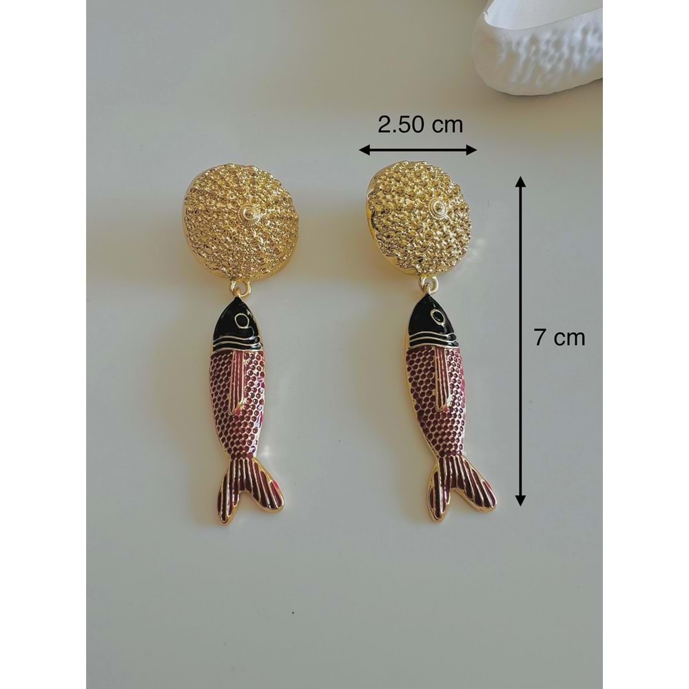 ÖZEL SERİ MARKA MODEL BALIK KÜPE-KIRMIZI, SİYAH ACR7299