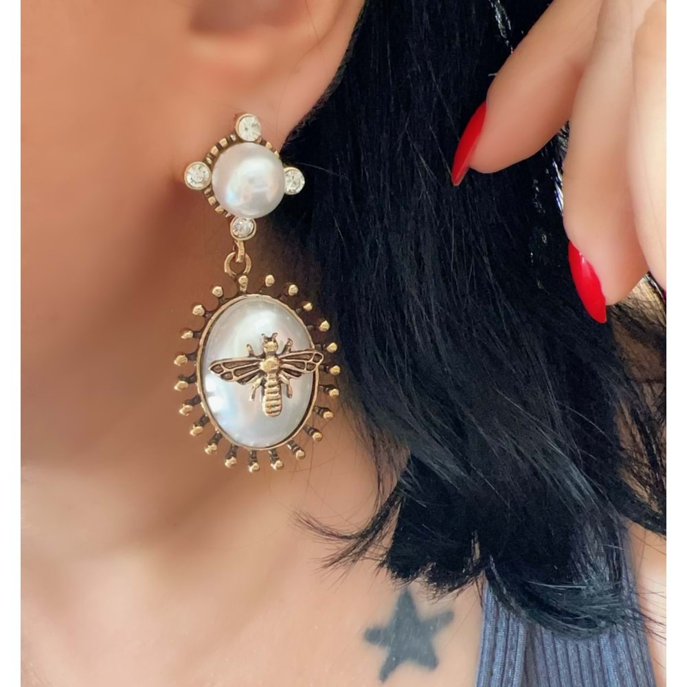 İNCİLİ, ARILI, TASARIM KÜPE ACR7309