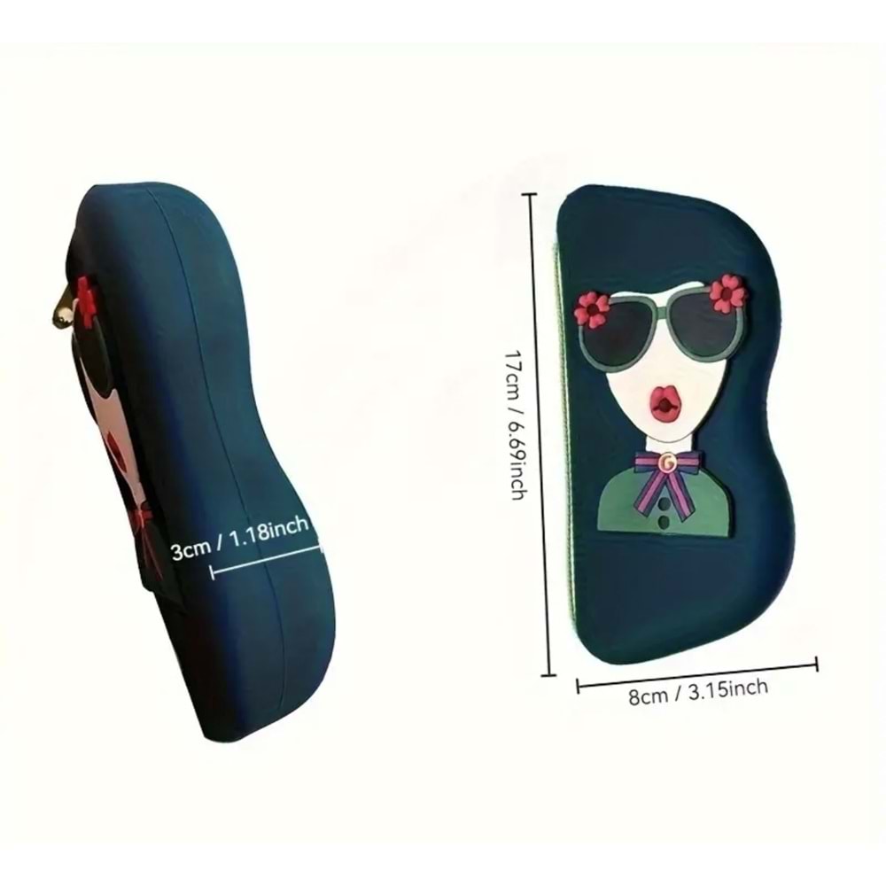 TAŞINABİLİR, KOL ASKILI SİLİKON GÖZLÜK KILIFI-KOYU YEŞİL ACR7344