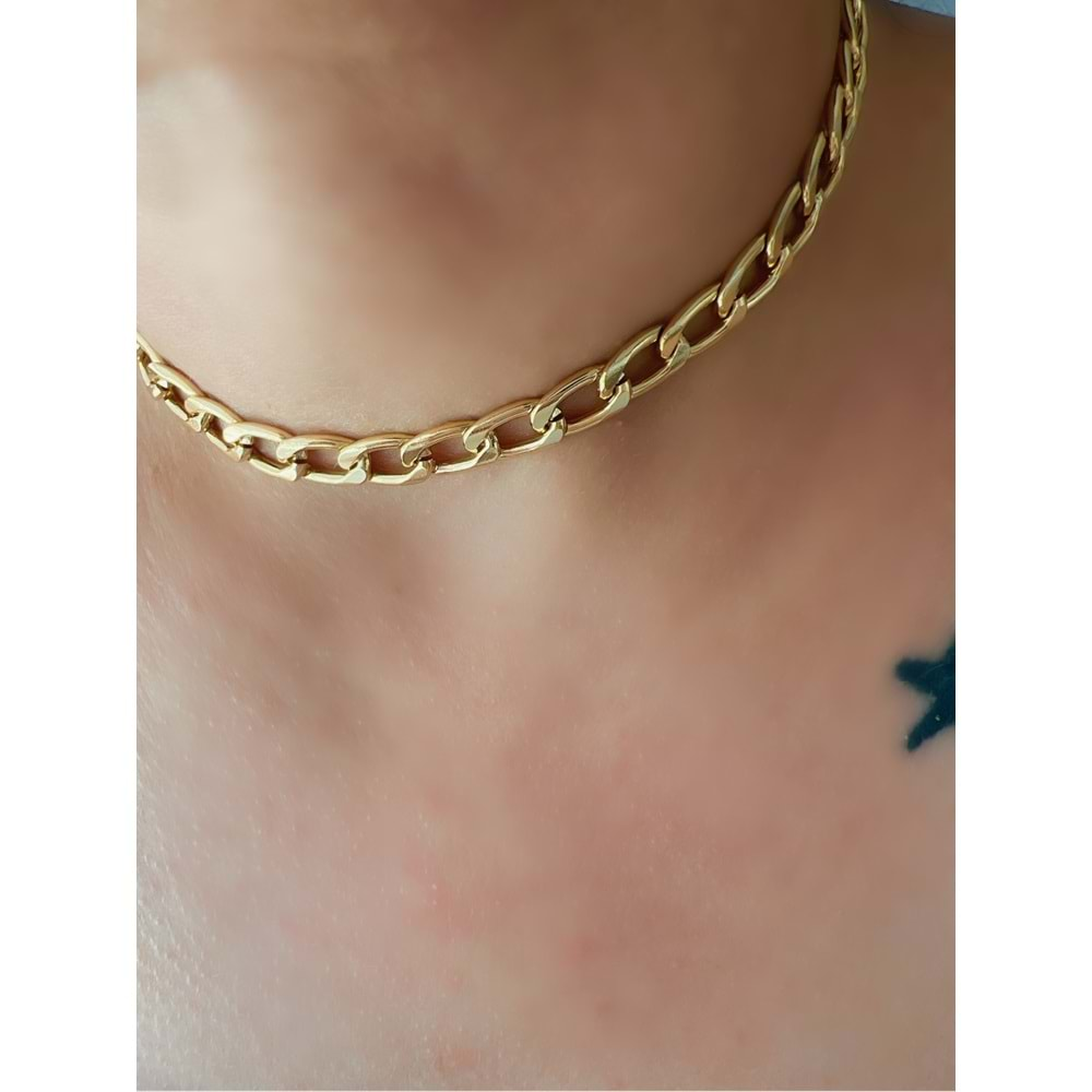 GOLD RENK ZİNCİR CHOKER KOLYE ACR7363