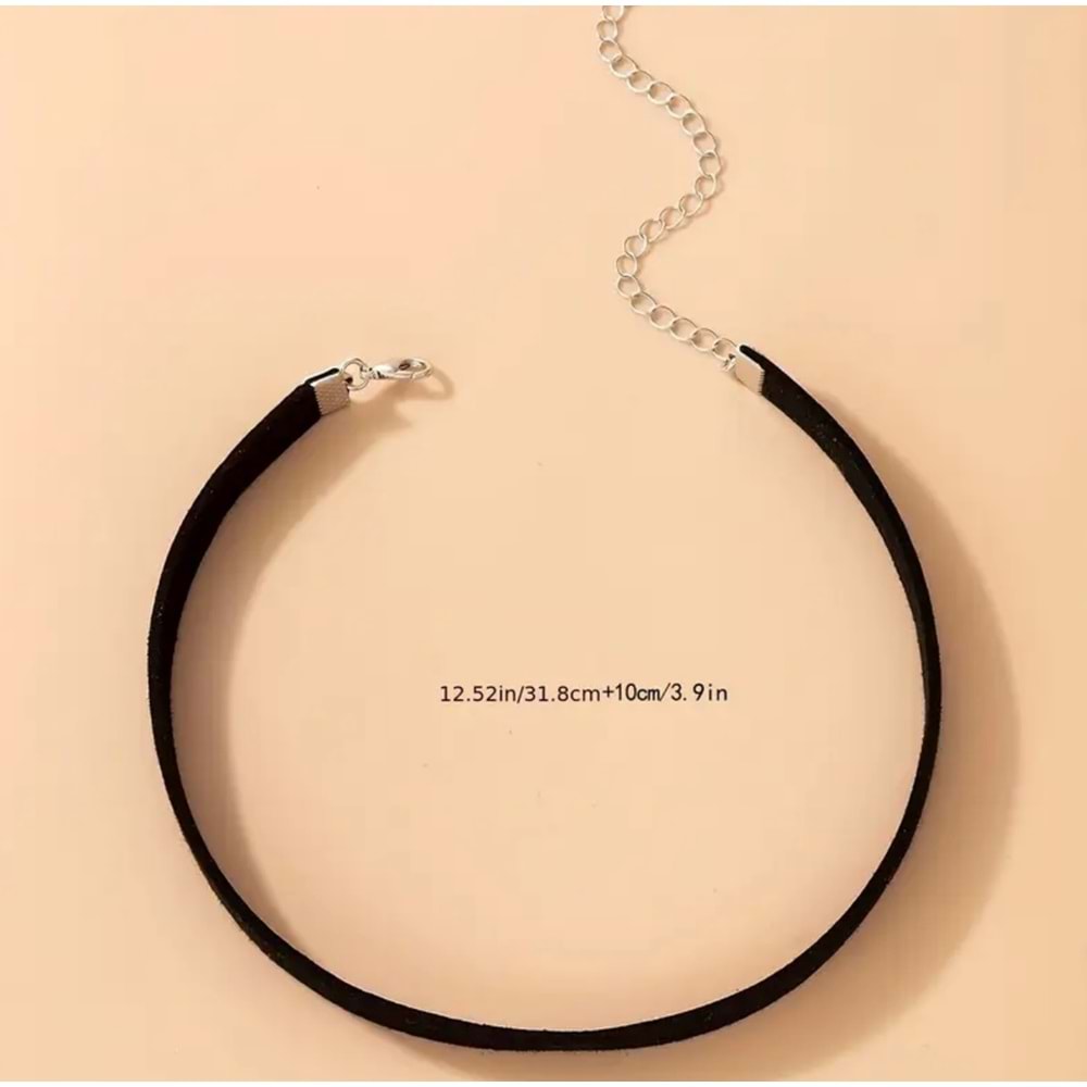 SİYAH RENK, PÜRÜZSÜZ YÜZEYLİ, POLYESTER KUMAŞ CHOKER KOLYE ACR7417