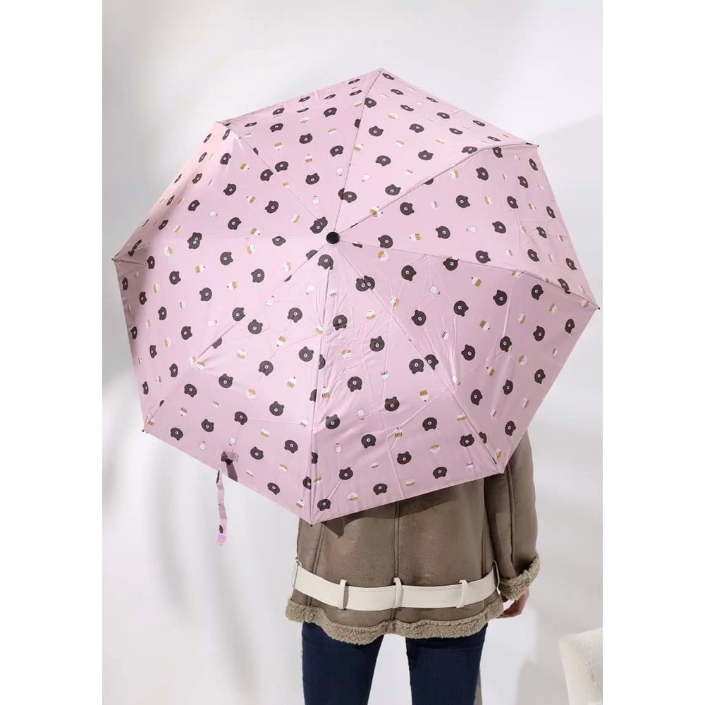 PEMBE RENK AYICIKLI 8 TELLİ, OTOMATİK AÇMA KAPAMA KILIFLI ŞEMSİYE ACR7502