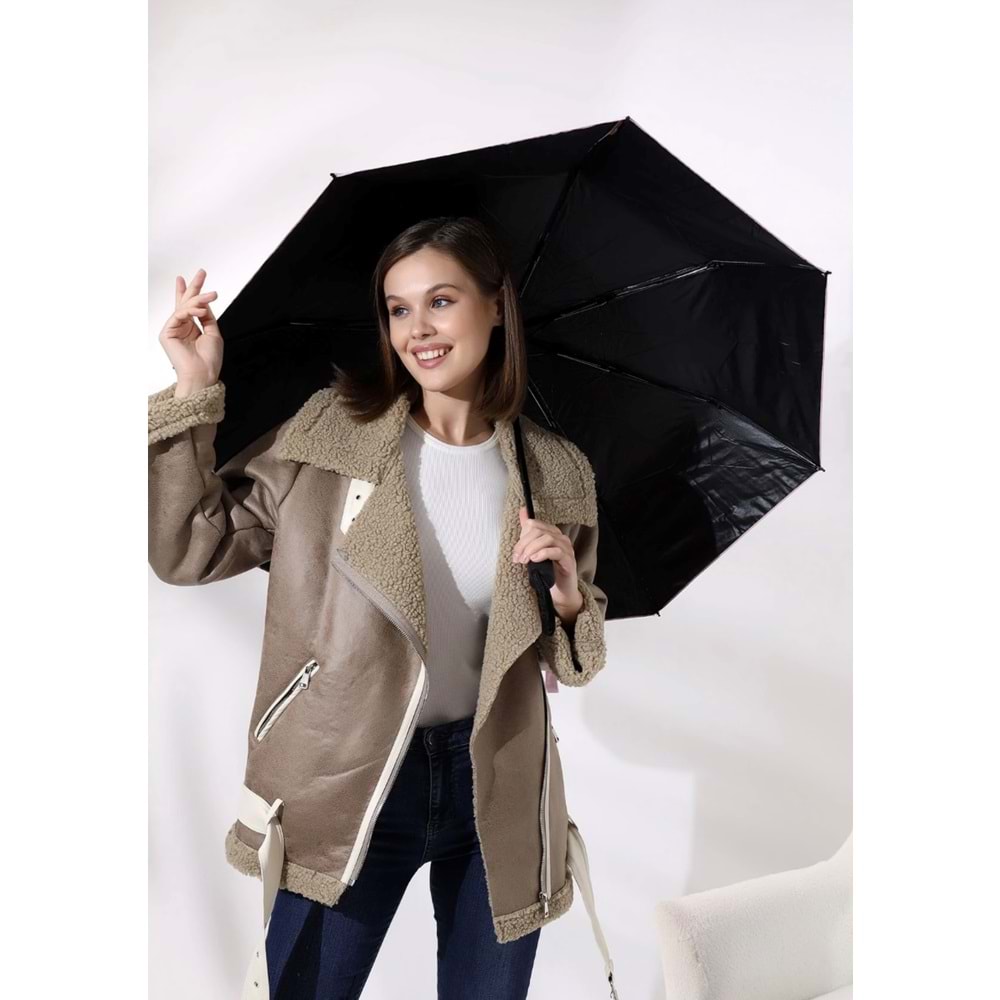 PEMBE RENK AYICIKLI 8 TELLİ, OTOMATİK AÇMA KAPAMA KILIFLI ŞEMSİYE ACR7502