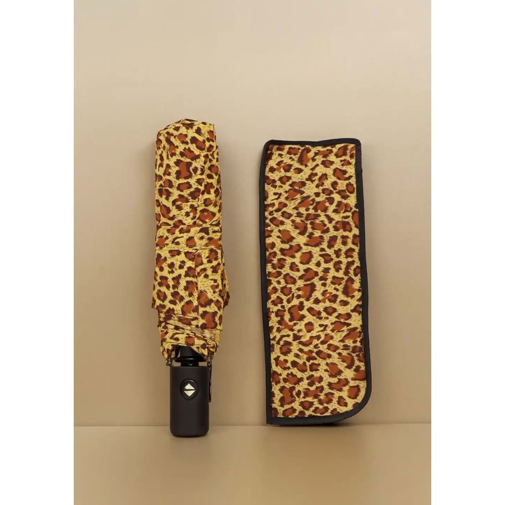 LEOPAR DESENLİ, KILIFLI, OTOMATİK AÇMA KAPAMA ŞEMSİYE ACR7506