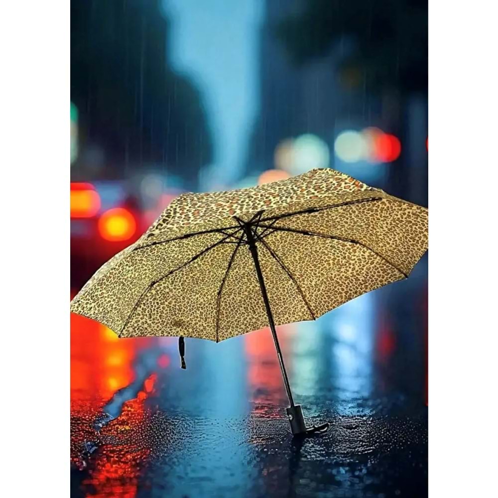 LEOPAR DESENLİ, KILIFLI, OTOMATİK AÇMA KAPAMA ŞEMSİYE ACR7506
