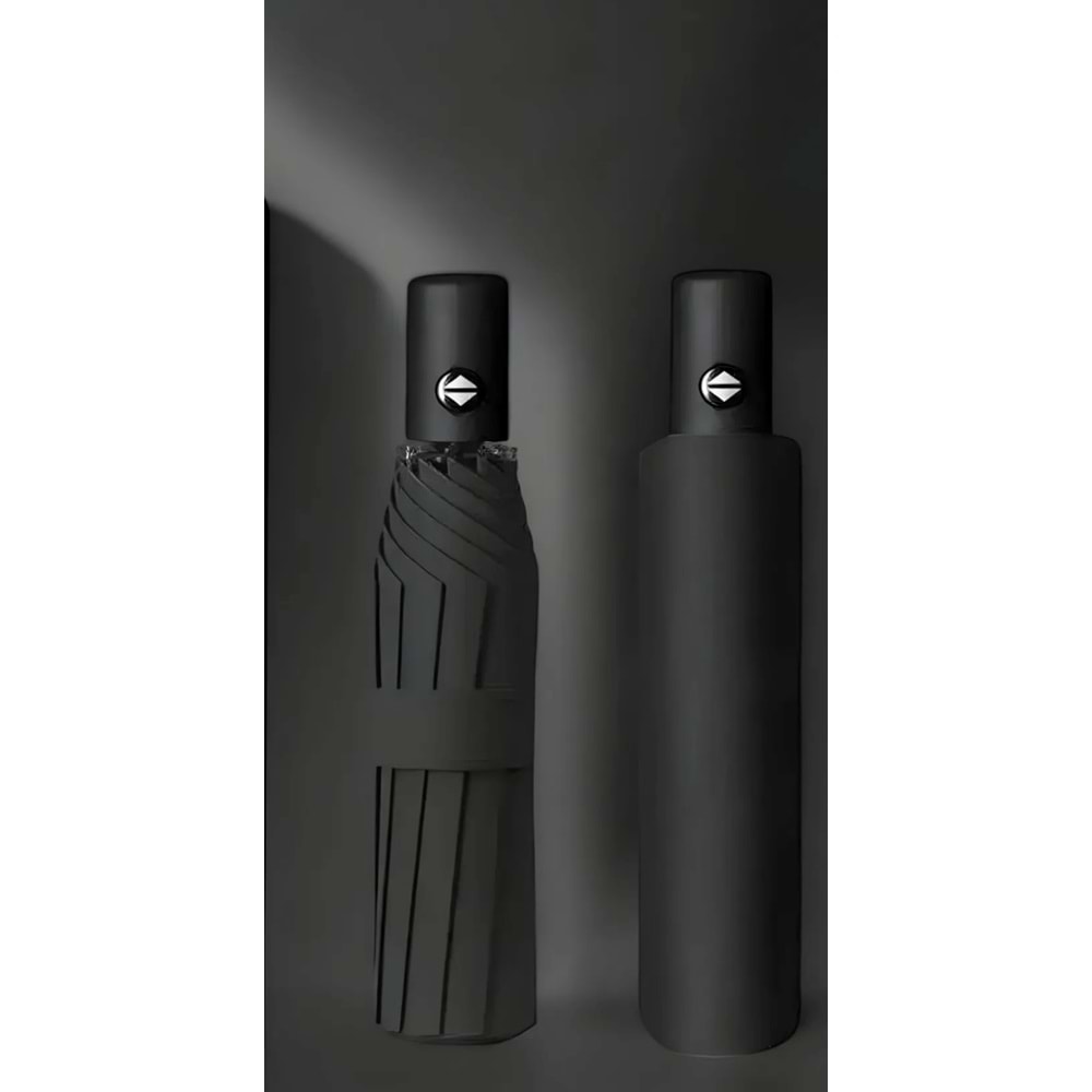 8 FİBER TELLİ RÜZGARA DAYANIKLI TAM OTOMATİK, KILIFLI SİYAH UNISEX ŞEMSİYE ACR7509