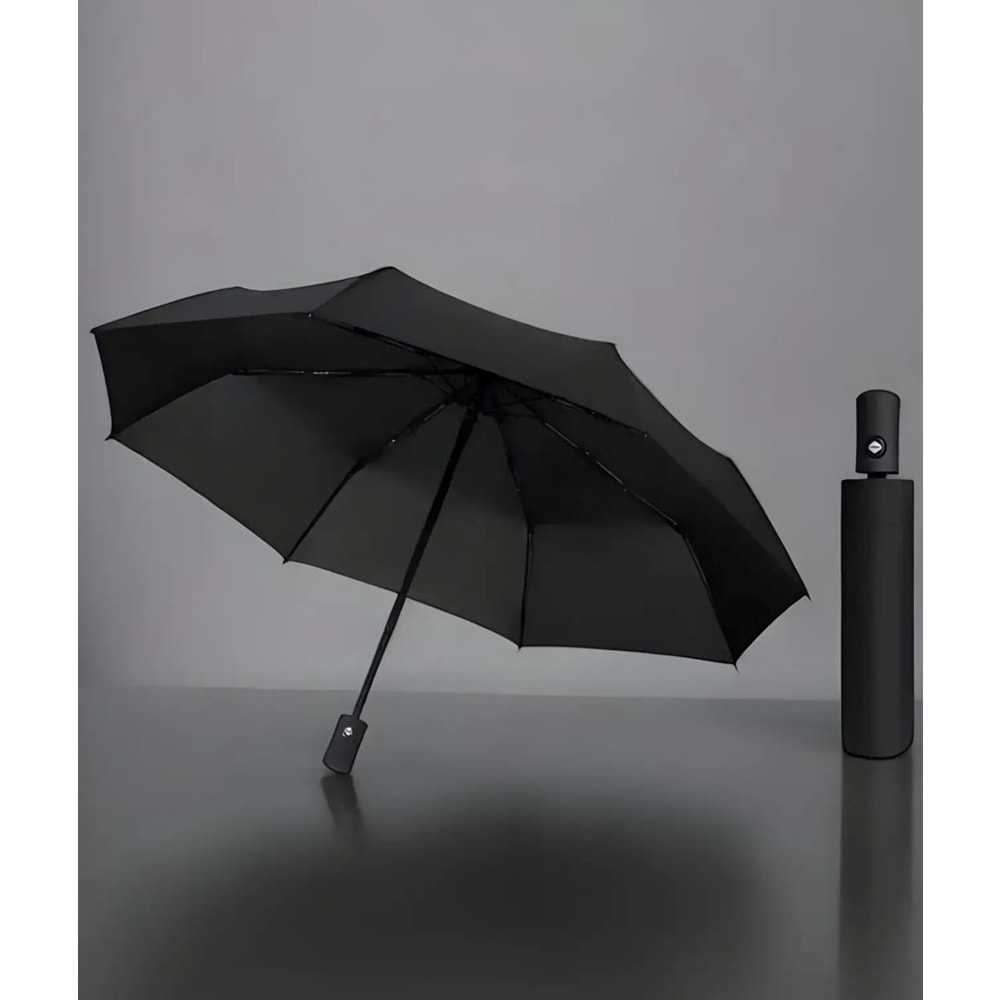 8 FİBER TELLİ RÜZGARA DAYANIKLI TAM OTOMATİK, KILIFLI SİYAH UNISEX ŞEMSİYE ACR7509