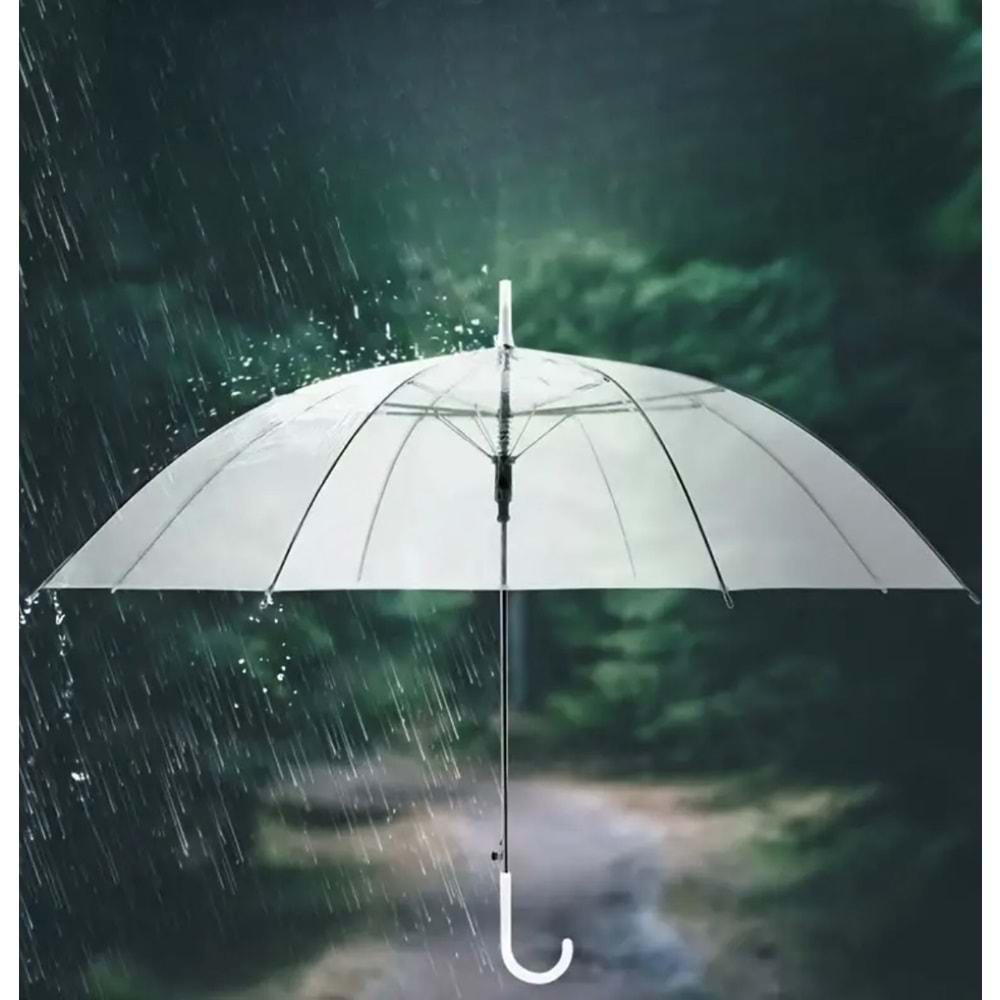 ŞEFFAF, KALİTELİ, BASTONLU 8 TEL ŞEMSİYE ACR7520