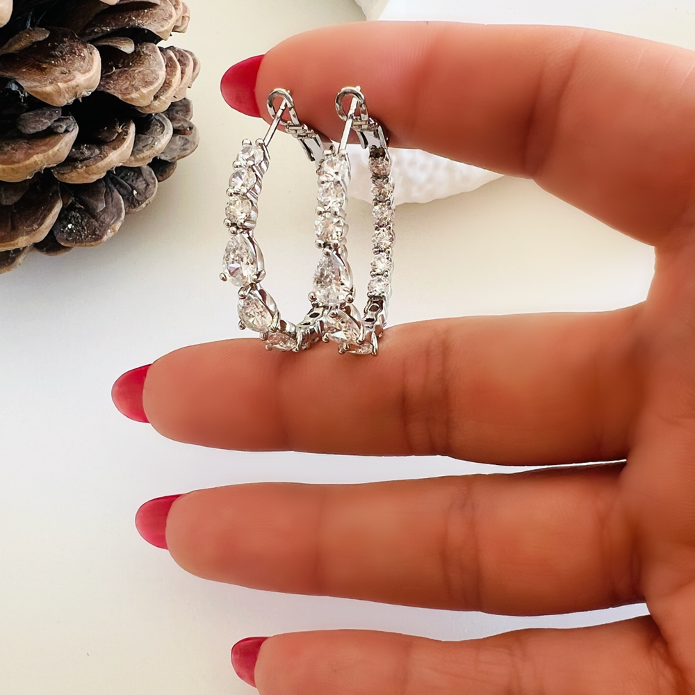 XUPING DAMLA TAŞLI HALKA KÜPE-GÜMÜŞ RENK ACR7596