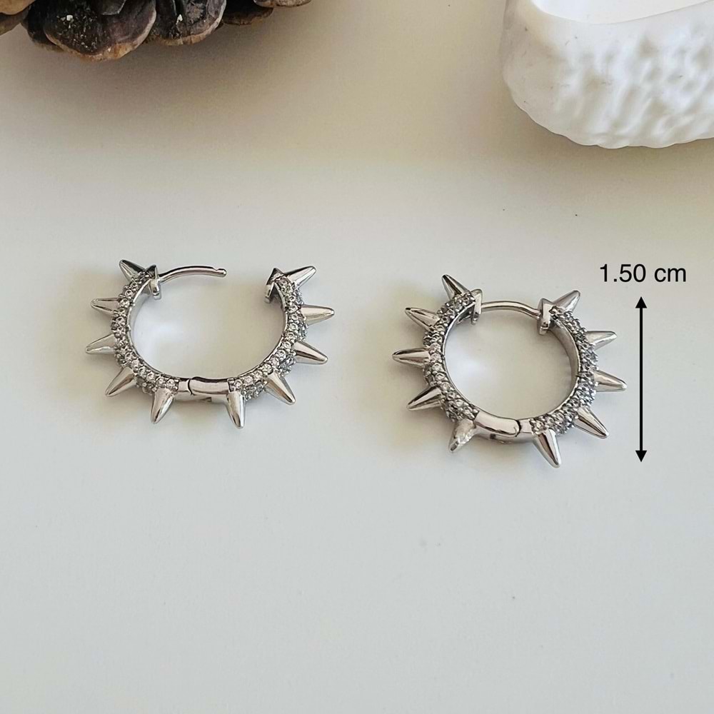 XUPING TAŞLI, ÇİVİLİ HALKA KÜPE-GÜMÜŞ RENK ACR7600