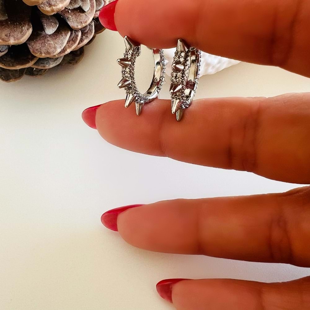 XUPING TAŞLI, ÇİVİLİ HALKA KÜPE-GÜMÜŞ RENK ACR7600