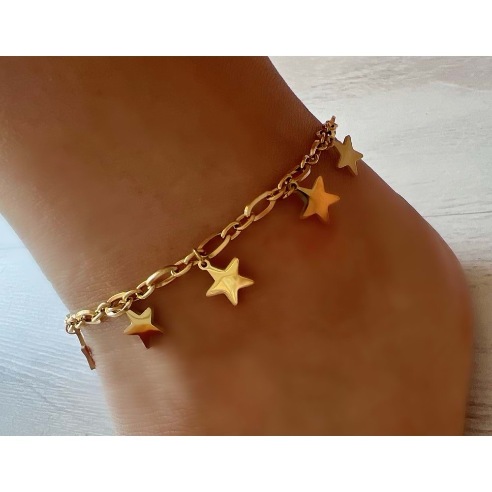 GOLD RENK SALLANTILI YILDIZ ÇELİK HALHAL 23+5 CM ACR7671