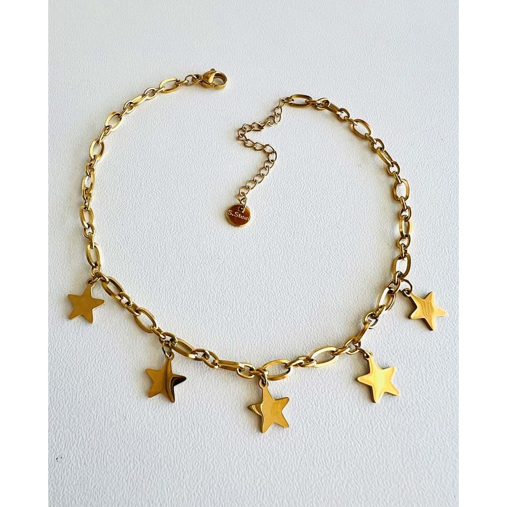GOLD RENK SALLANTILI YILDIZ ÇELİK HALHAL 23+5 CM ACR7671
