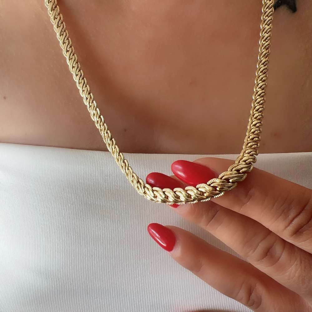 XUPING 14K ÖRGÜ ZİNCİR KOLYE 60CM-GOLD ACR7758